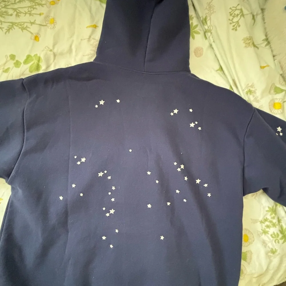 Mens Navy sp5der Hoodie with Pink Atlanta Design - Picture 2 of 4